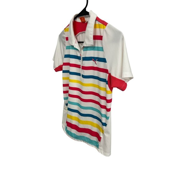 Puma Sportstyle Striped Polo Shirt S Multicolor Short Sleeve Performance Top - Picture 3 of 10